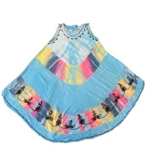 Indian Tropical Fashion Colorful Sleeveless Tie-Dye Dress Size Small-Medium